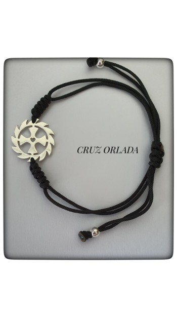 cruz orlada proteccion plata de ley pulsera colgante amuleto