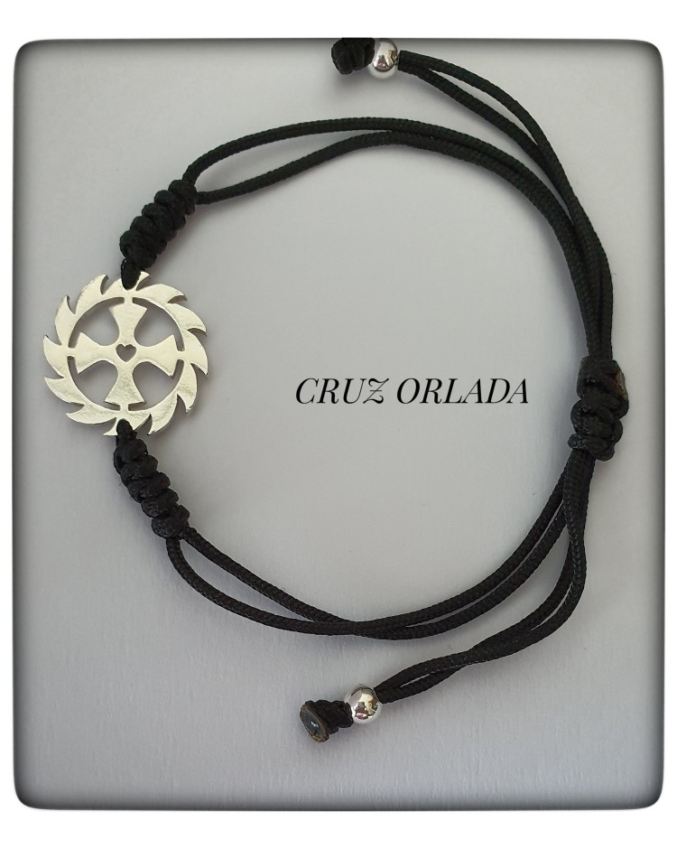 cruz orlada proteccion plata de ley pulsera colgante amuleto