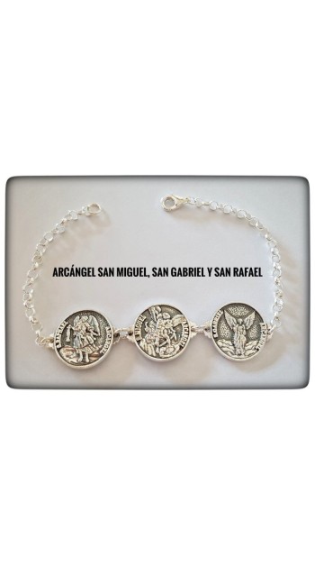 arcangeles de dios san rafael san miguel san gabriel plata pulsera