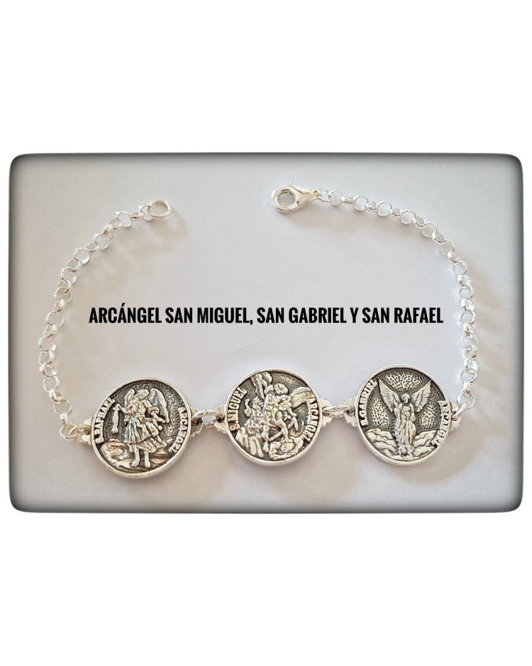 arcangeles de dios san rafael san miguel san gabriel plata pulsera