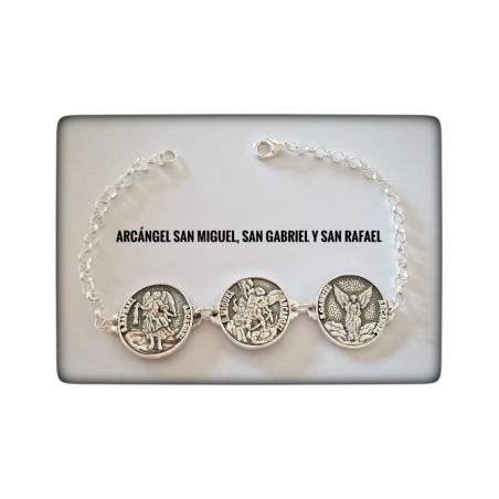 arcangeles de dios san rafael san miguel san gabriel plata pulsera