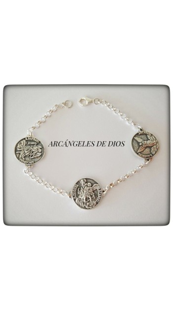 arcangeles de dios san rafael san miguel san gabriel plata pulsera