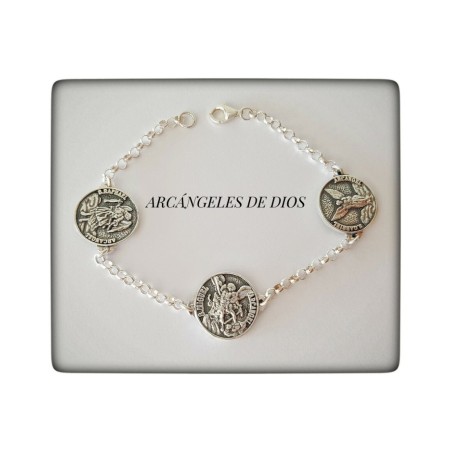 arcangeles de dios san rafael san miguel san gabriel plata pulsera