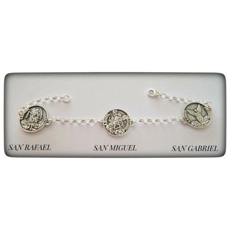 arcangeles de dios san rafael san miguel san gabriel plata pulsera