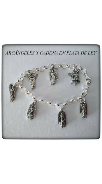 pulsera siete arcangeles plata de ley fe proteccion protector