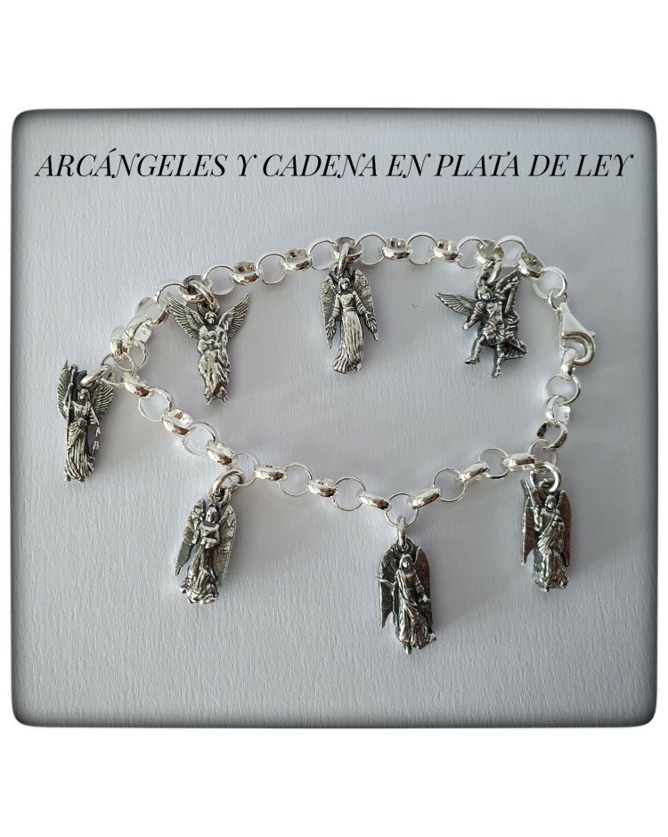 pulsera siete arcangeles plata de ley fe proteccion protector