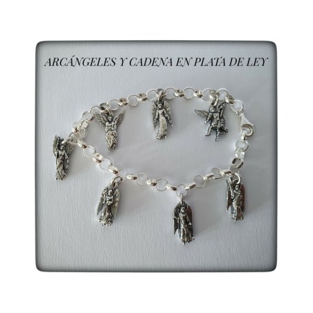 pulsera siete arcangeles plata de ley fe proteccion protector