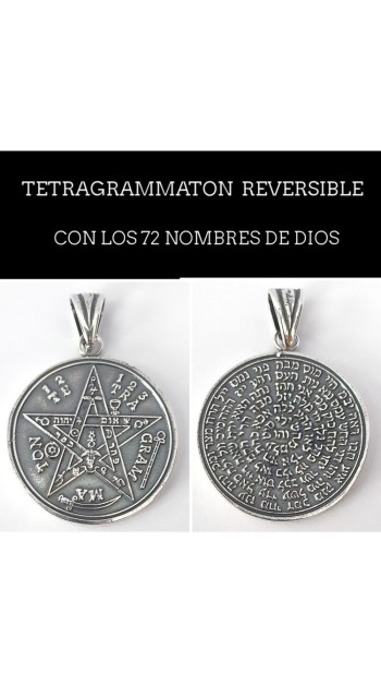 colgante tetragrammaton con 72 nombres de dios plata