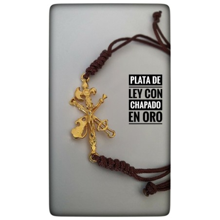 pulsera cristo de la legion plata de ley y chapado en oro