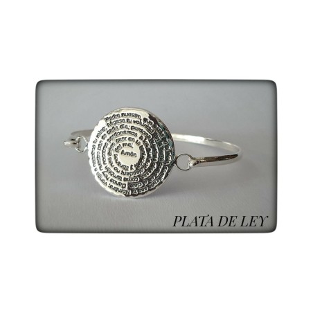 pulsera medalla con padre nuestro plata de ley