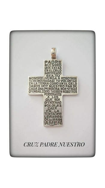 colgante cruz del padre nuestro plata de ley