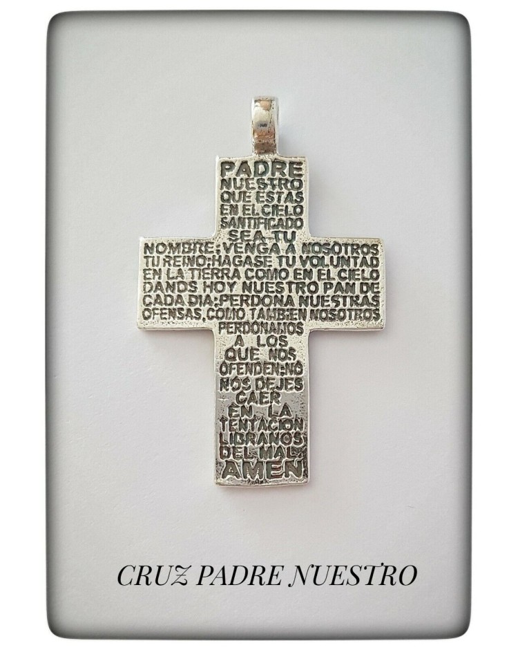 colgante cruz del padre nuestro plata de ley