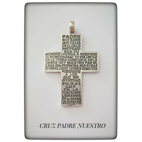 colgante cruz del padre nuestro plata de ley