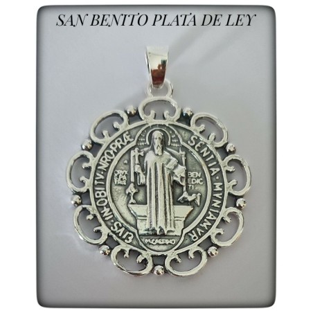 san benito colgante protector proteccion plata de ley oro