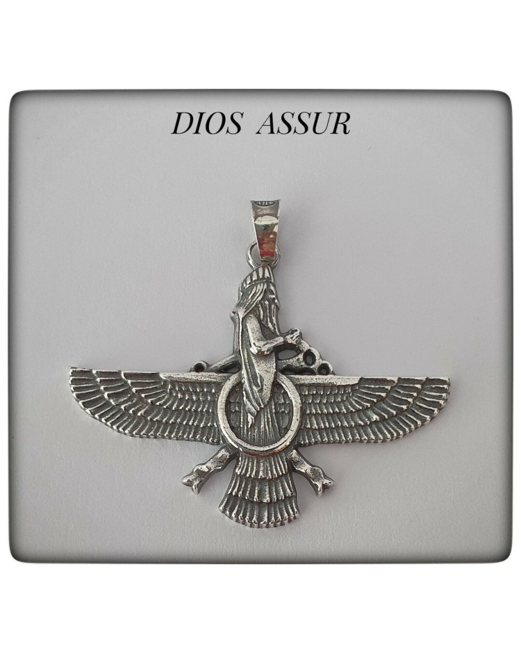 colgante dios asirio assur plata de ley deidad divinidad