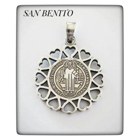 san benito plata colgante protector proteccion san benito de nursia