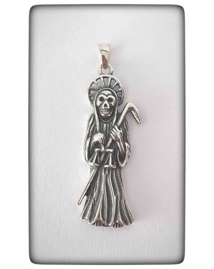 colgante santa muerte plata protector proteccion