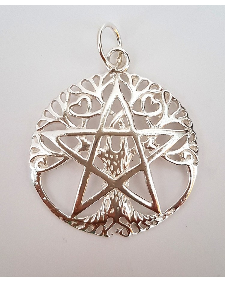 wicca arbol de la vida estrella de cinco puntas pentagrama plata