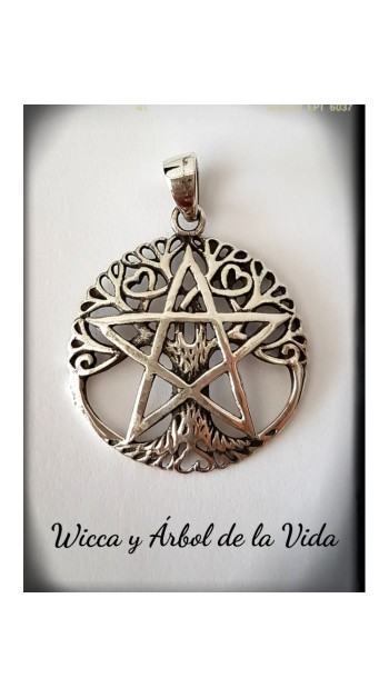 wicca arbol de la vida estrella de cinco puntas pentagrama plata