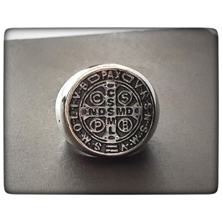 sello anillo plata de ley san benito proteccion protector amuleto