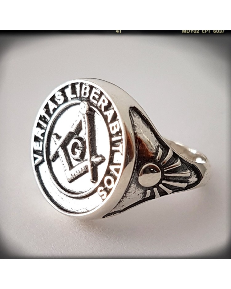 sello anillo mason sol plata de ley masoneria