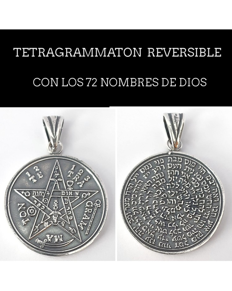colgante tetragrammaton con 72 nombres de dios plata