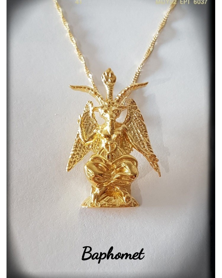 colgante baphomet plata oro cadena