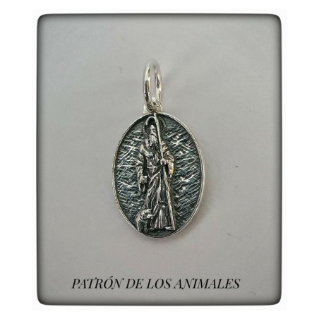 san anton patron de los animales plata de ley medalla