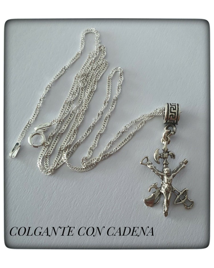 cristo de la legion con cadena plata de ley