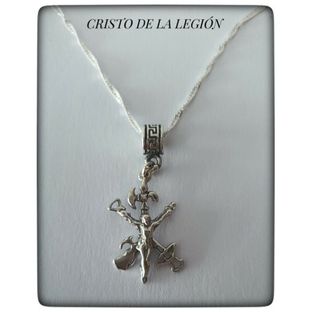 cristo de la legion con cadena plata de ley