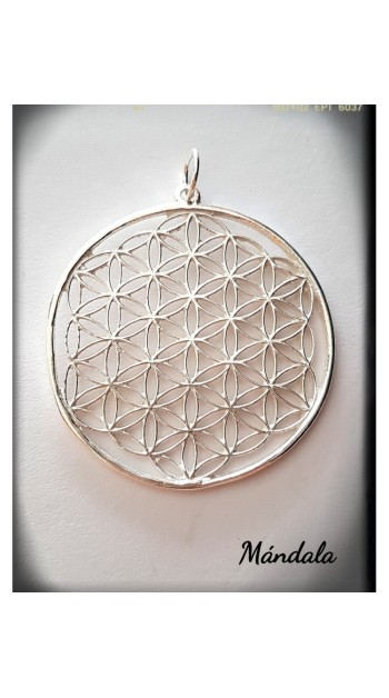 geometria sagrada mandala plata de ley colgante