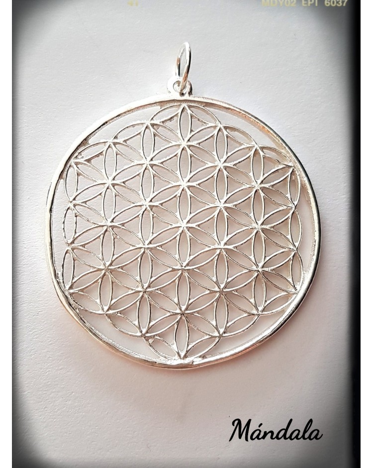 geometria sagrada mandala plata de ley colgante