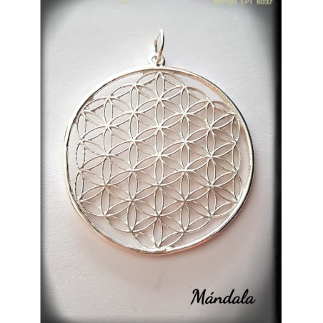 geometria sagrada mandala plata de ley colgante