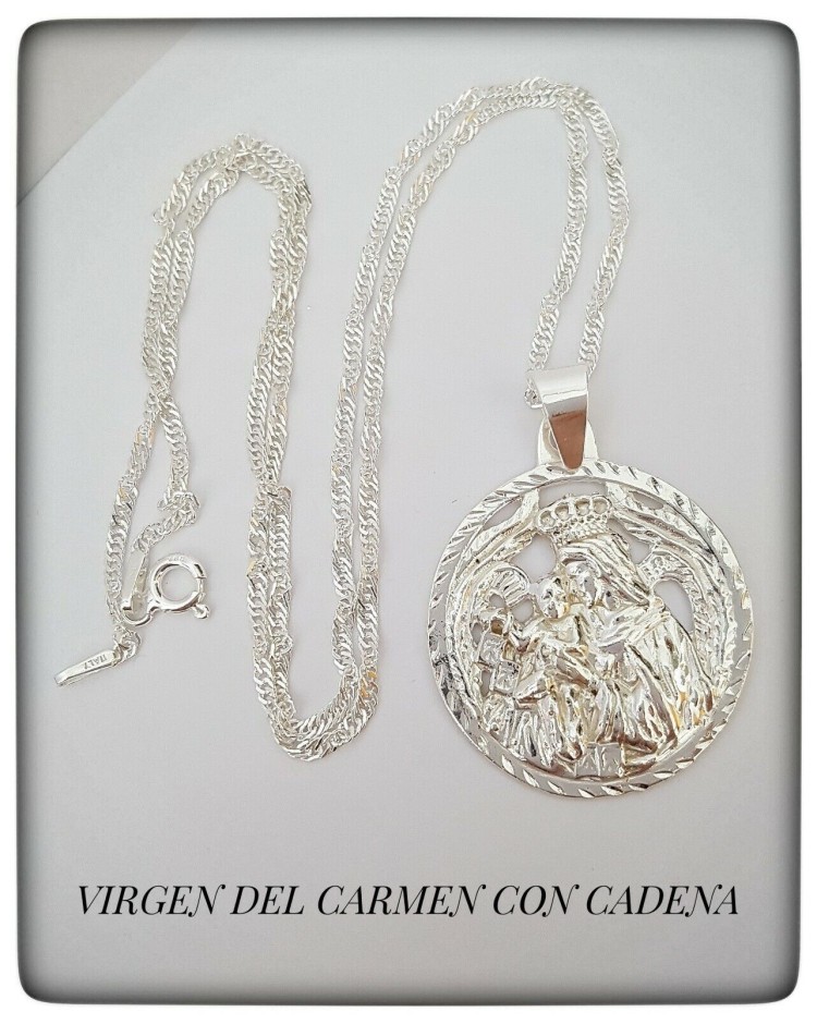 virgen del carmen patrona marineros plata de ley