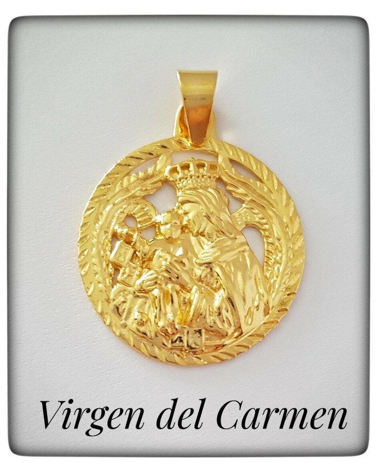 virgen del carmen patrona marineros plata oro colgante