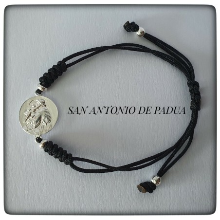 pulsera medalla san antonio de padua plata de ley proteccion