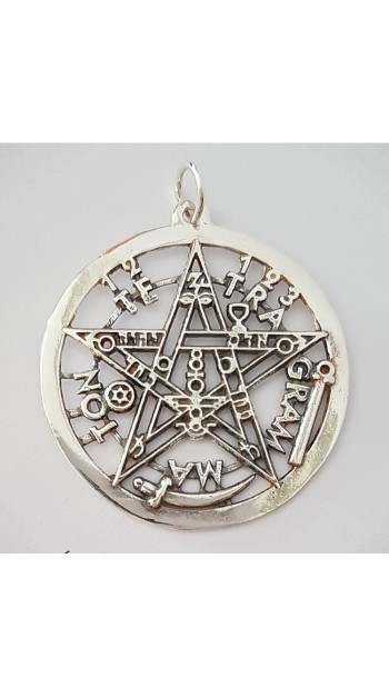 medallon tetragrammaton plata de ley pentagrama esoterico