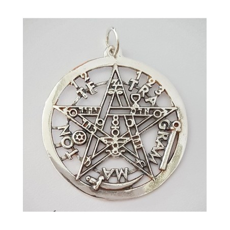 medallon tetragrammaton plata de ley pentagrama esoterico