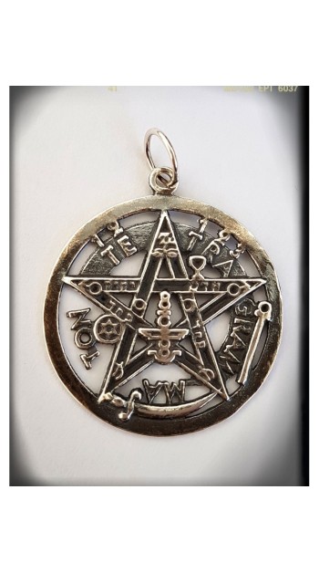 medallon tetragrammaton plata de ley pentagrama esoterico