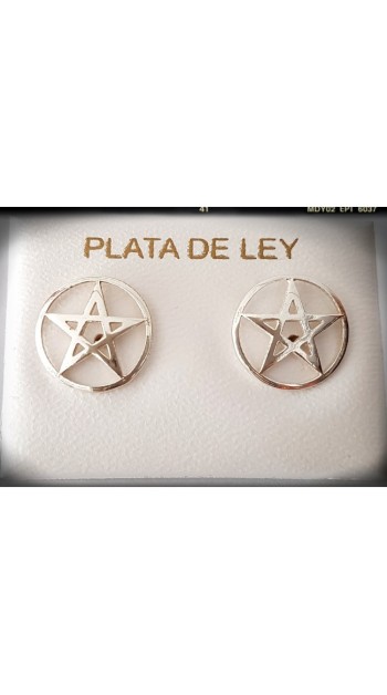 pendientes plata de ley wicca estrella cinco puntas