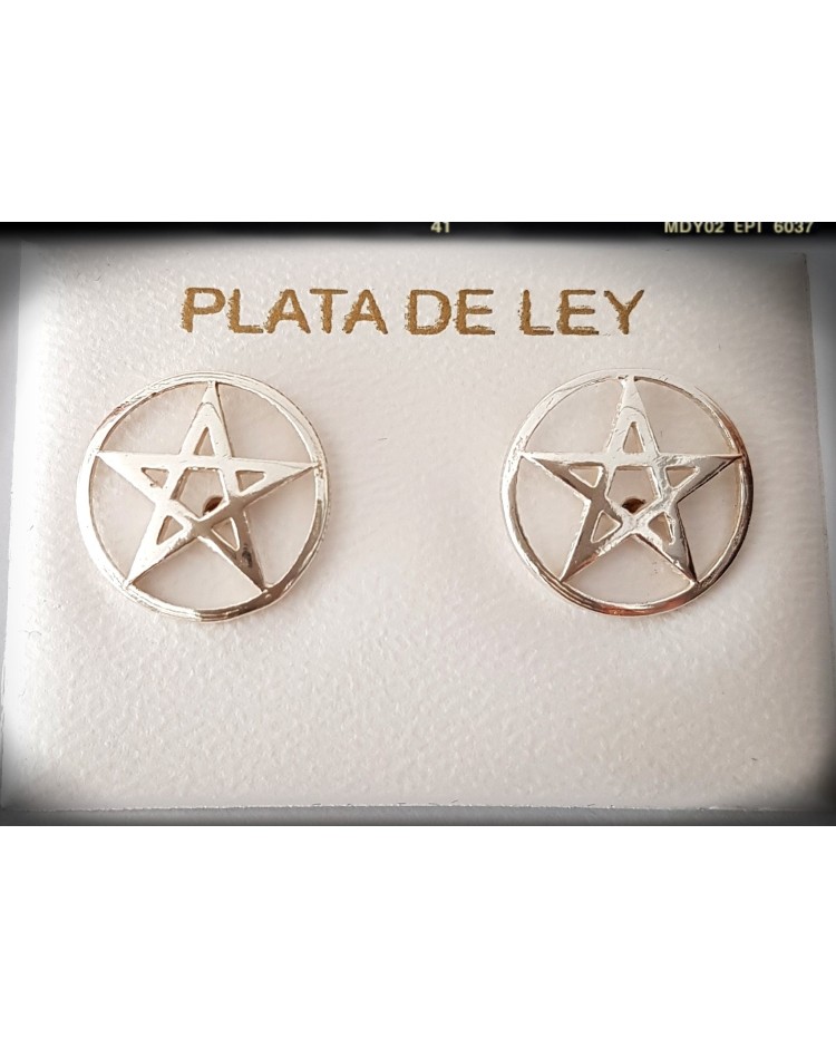 pendientes plata de ley wicca estrella cinco puntas