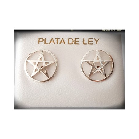 pendientes plata de ley wicca estrella cinco puntas