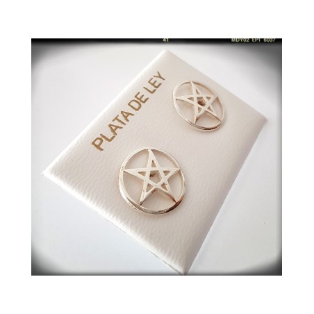 pendientes plata de ley wicca estrella cinco puntas