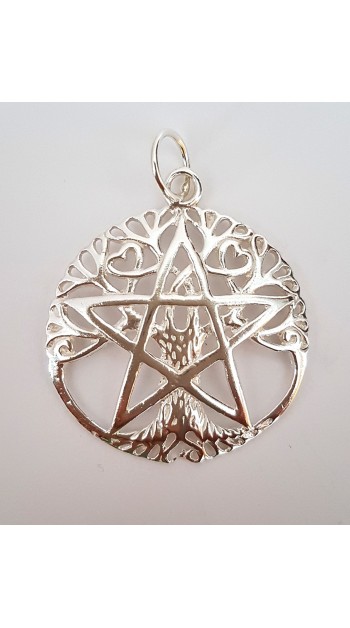 wicca arbol de la vida estrella de cinco puntas pentagrama plata