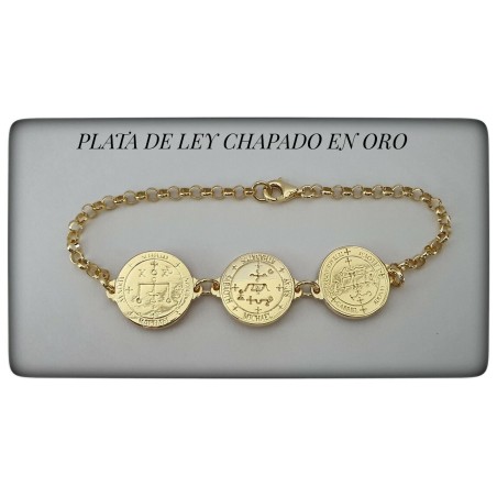 pulsera plata de ley chapado en oro arcangeles de dios san miguel