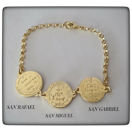 pulsera plata de ley chapado en oro arcangeles de dios san miguel