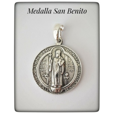 san benito plata de ley medallon medalla san benito nursia proteccion