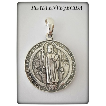 san benito plata de ley medallon medalla san benito nursia proteccion