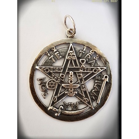 medallon tetragrammaton plata de ley pentagrama esoterico