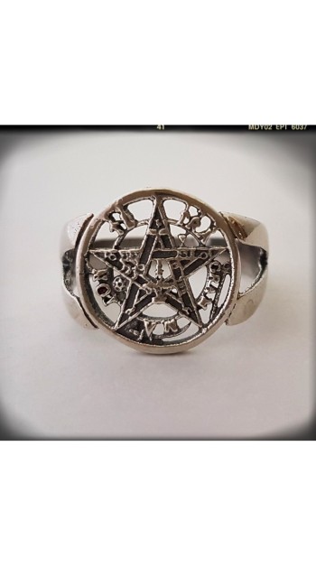 anillo tetragrammaton plata de ley pentagrama esotérico wicca